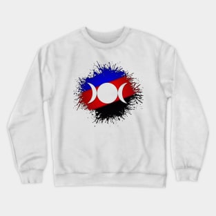 Paint Splatter Polyamory Pride Flag Triple Goddess Moon Symbol Crewneck Sweatshirt